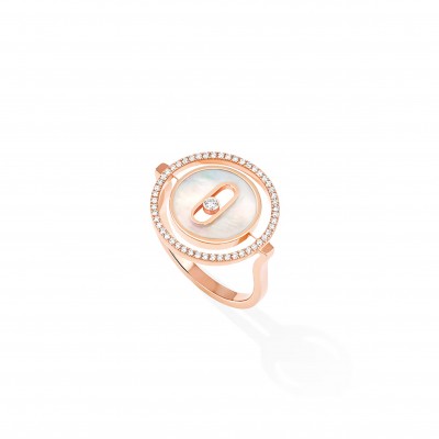 MESSIKA 18K ROSE GOLD 0.18CTTW DIAMOND AND MOTHER OF PEARL LUCKY MOVE RING 37710780